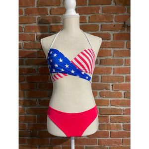 Victoria's Secret VS SWIM PATRIOTIC AMERICAN FLAG swimsuit BIKINI SM Small Red,